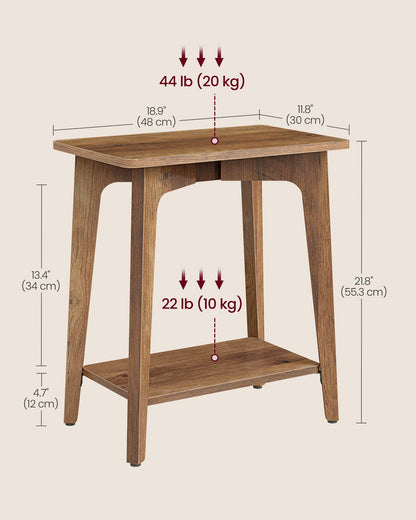 MAEZO Collection - Side Table, 2-Tier Small Rectangular End Table