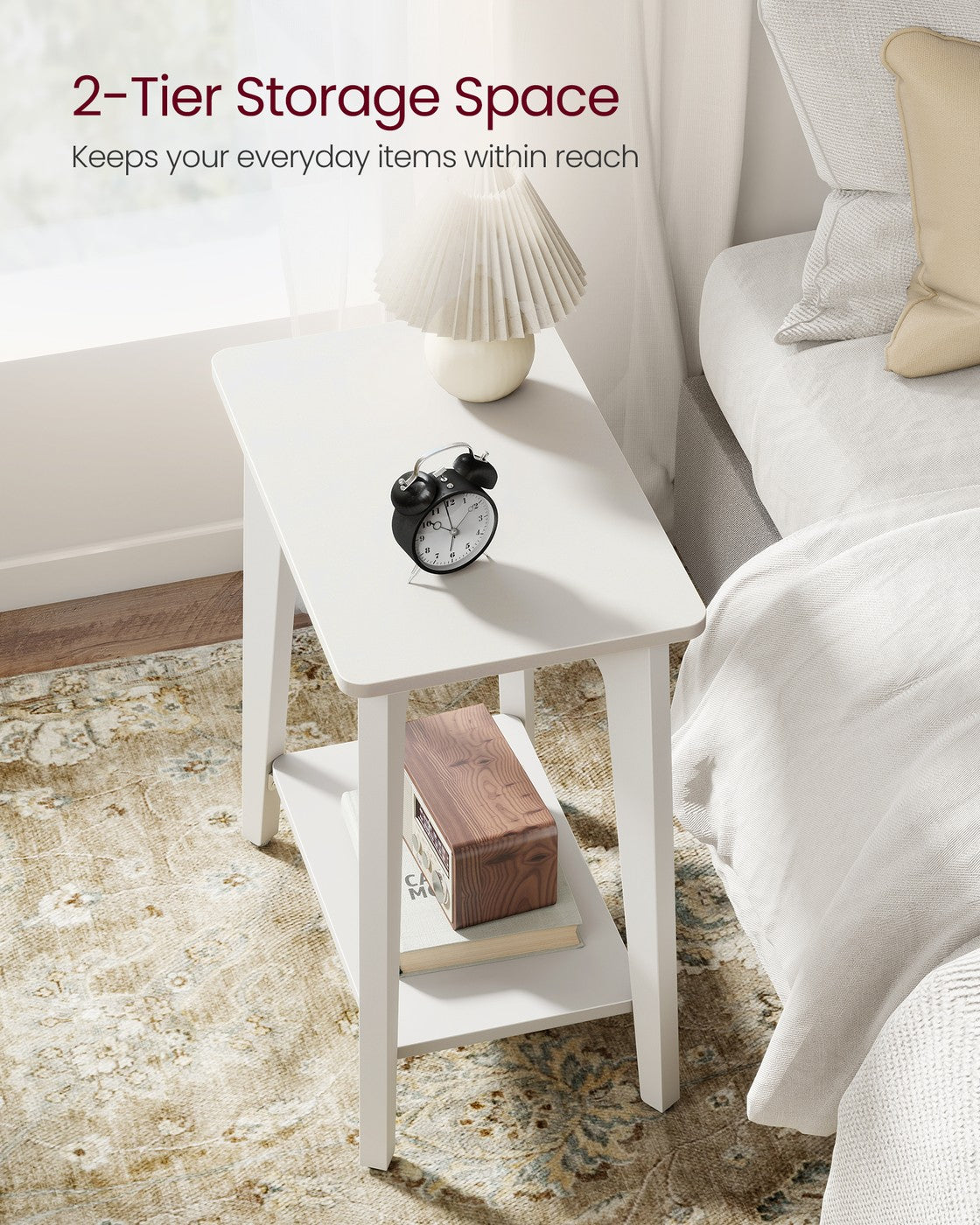MAEZO Collection - Side Table, 2-Tier Small Rectangular End Table