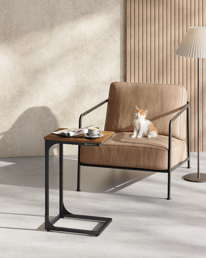 C-Shaped End Table with Metal Frame - image 2
