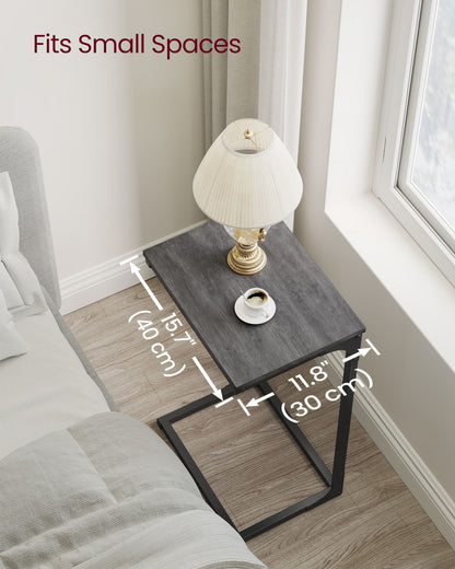 C-Shaped End Table with Metal Frame