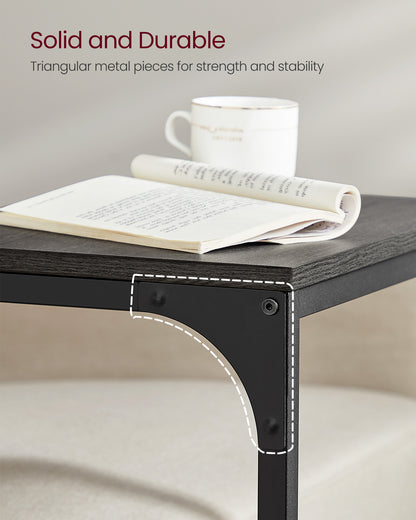 C-Shaped End Table with Metal Frame