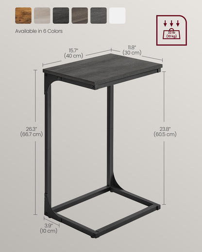 C-Shaped End Table with Metal Frame