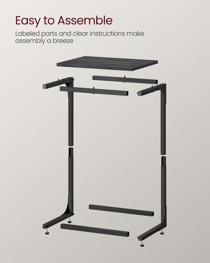 C-Shaped End Table with Metal Frame