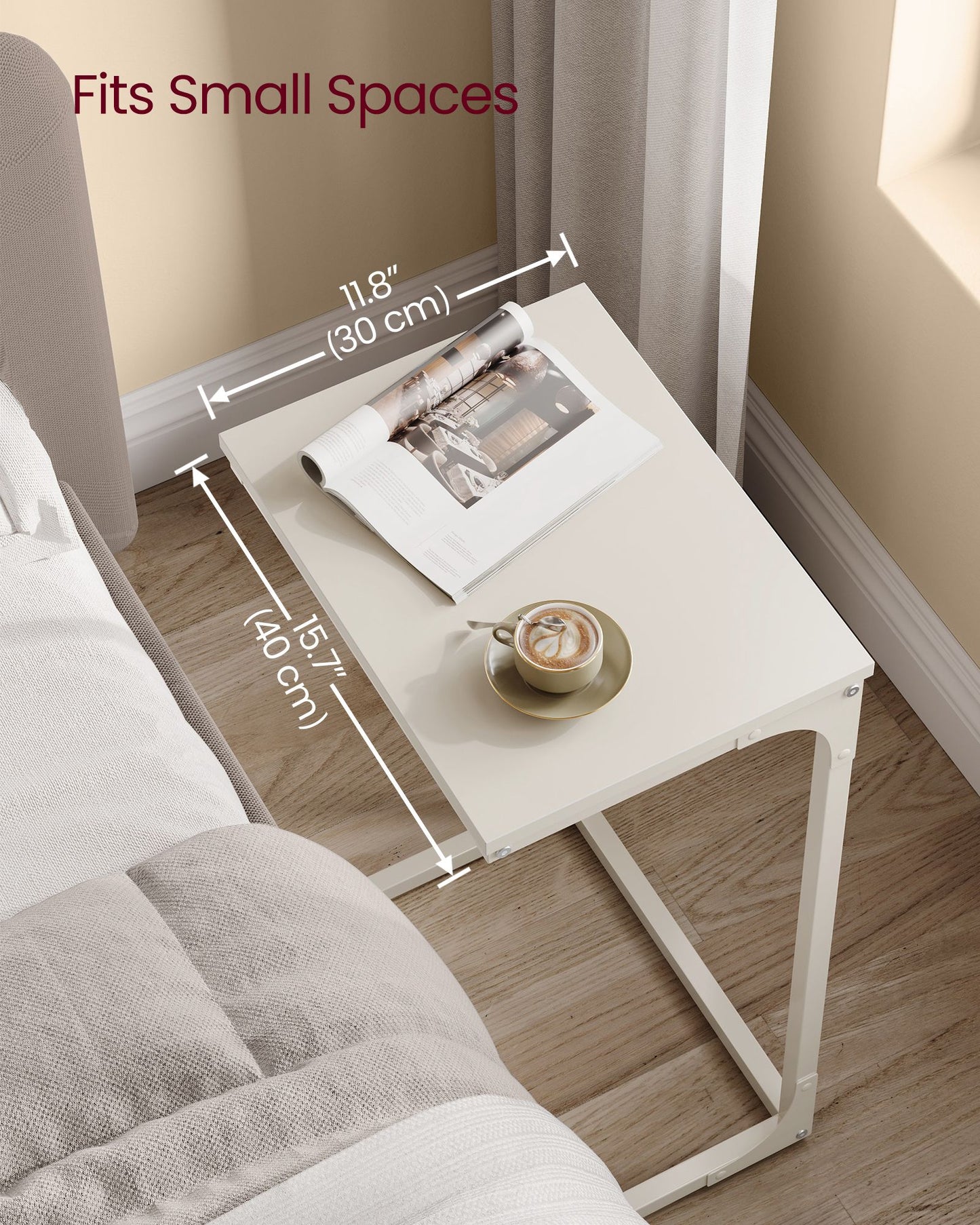 C-Shaped End Table with Metal Frame