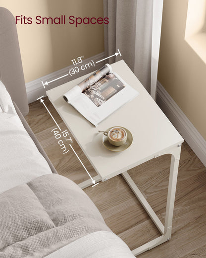C-Shaped End Table with Metal Frame