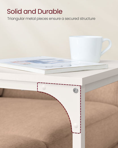 C-Shaped End Table with Metal Frame