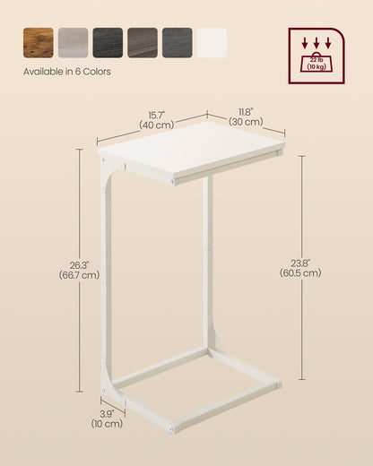 C-Shaped End Table with Metal Frame
