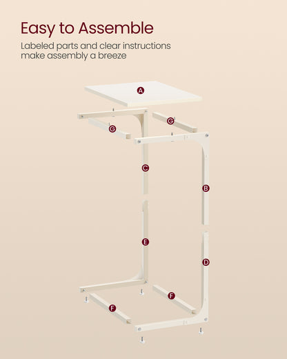 C-Shaped End Table with Metal Frame