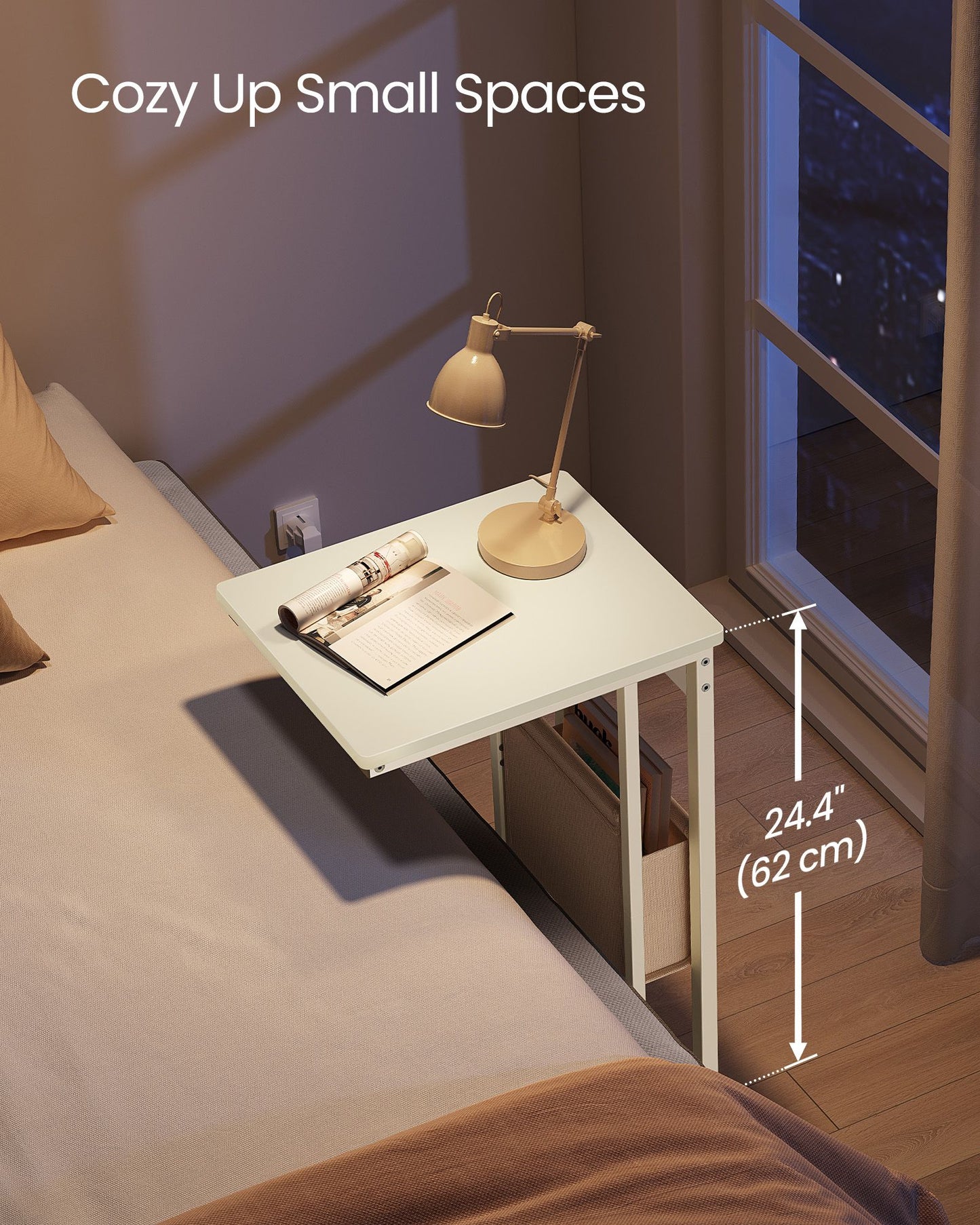 C-Shaped Side Table with Charging Station