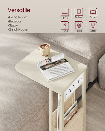 C-Shaped Side Table with Charging Station