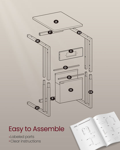 C-Shaped Side Table with Charging Station