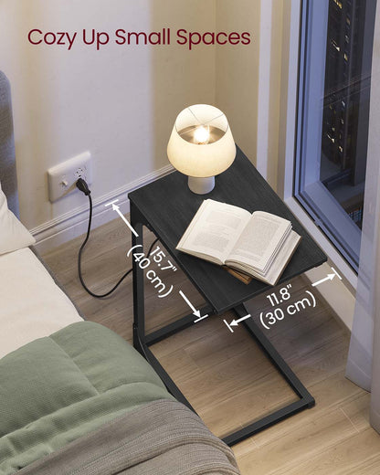 C-Shaped Side Table with Charging Station