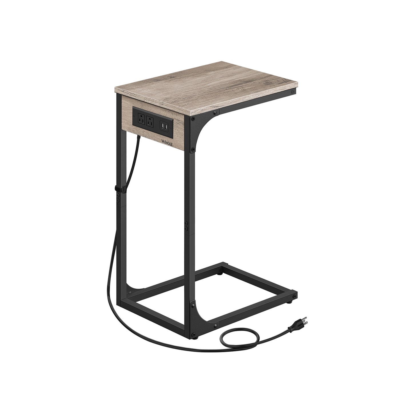 C-Shaped Side Table with Charging Station