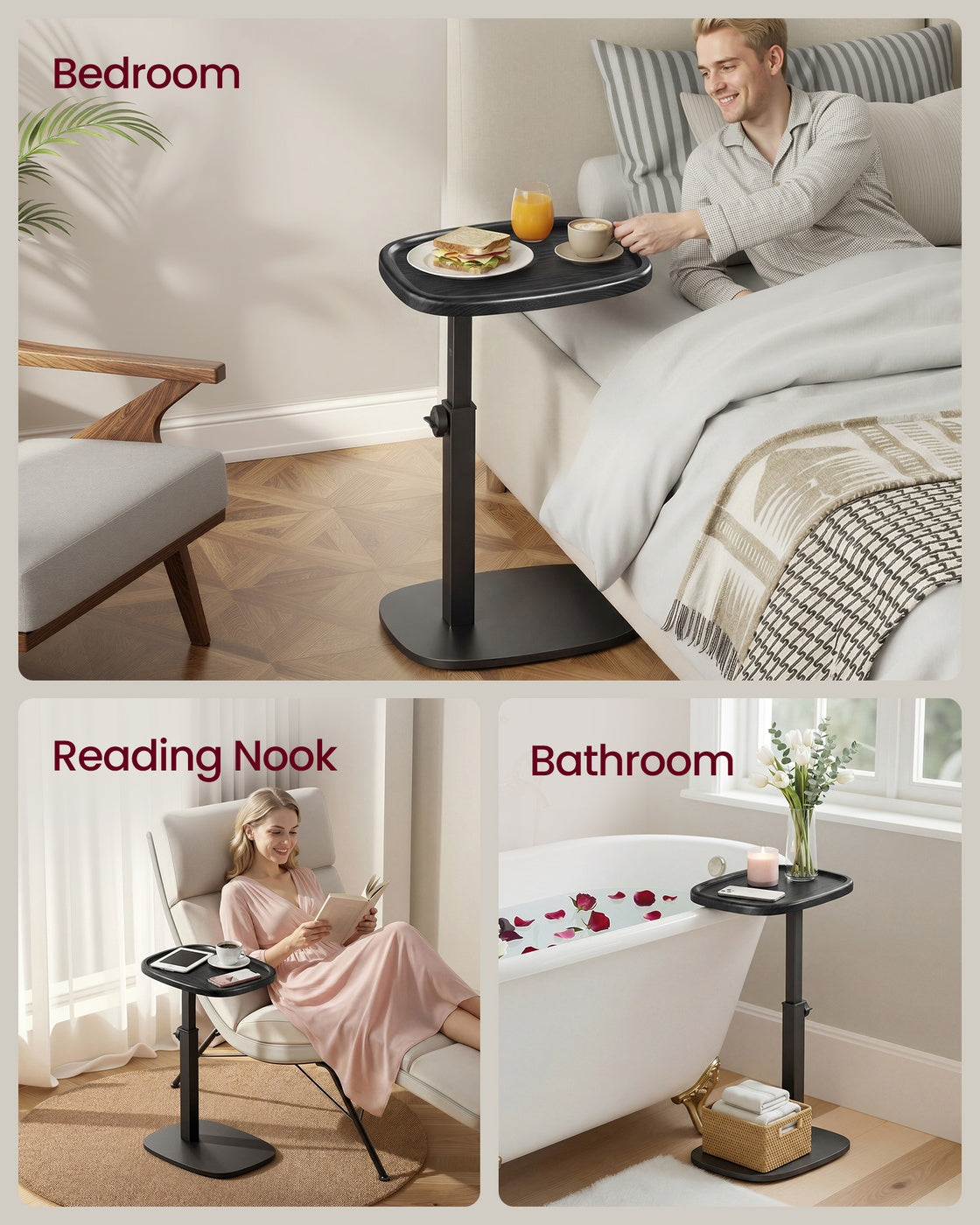 Couch Table, C-Shaped Sofa Side End Table, Bedside Table - image 13