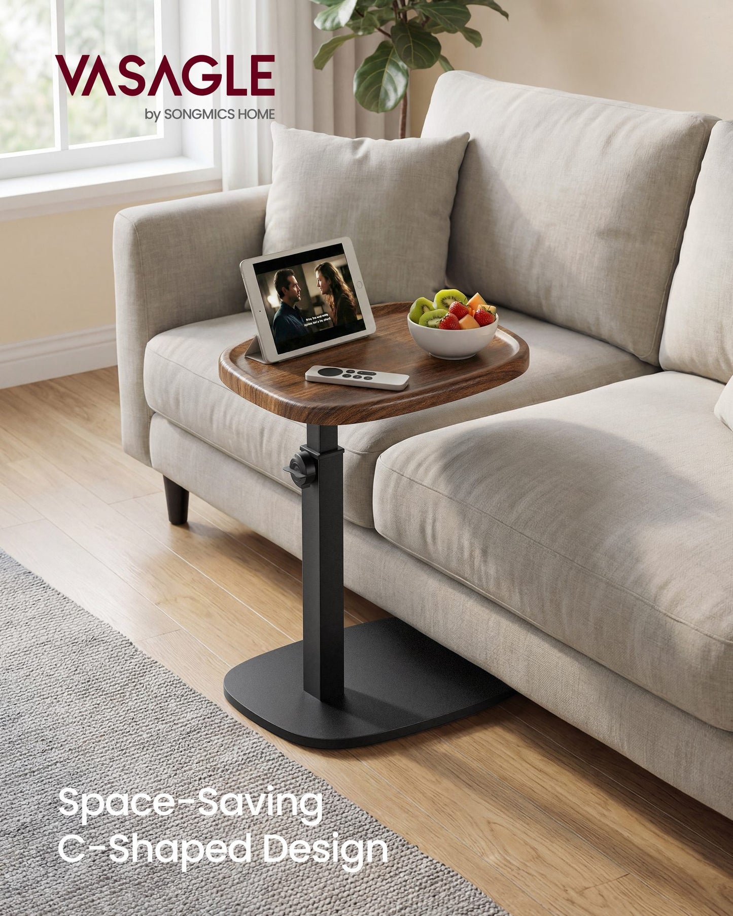 Couch Table, C-Shaped Sofa Side End Table, Bedside Table - image 2