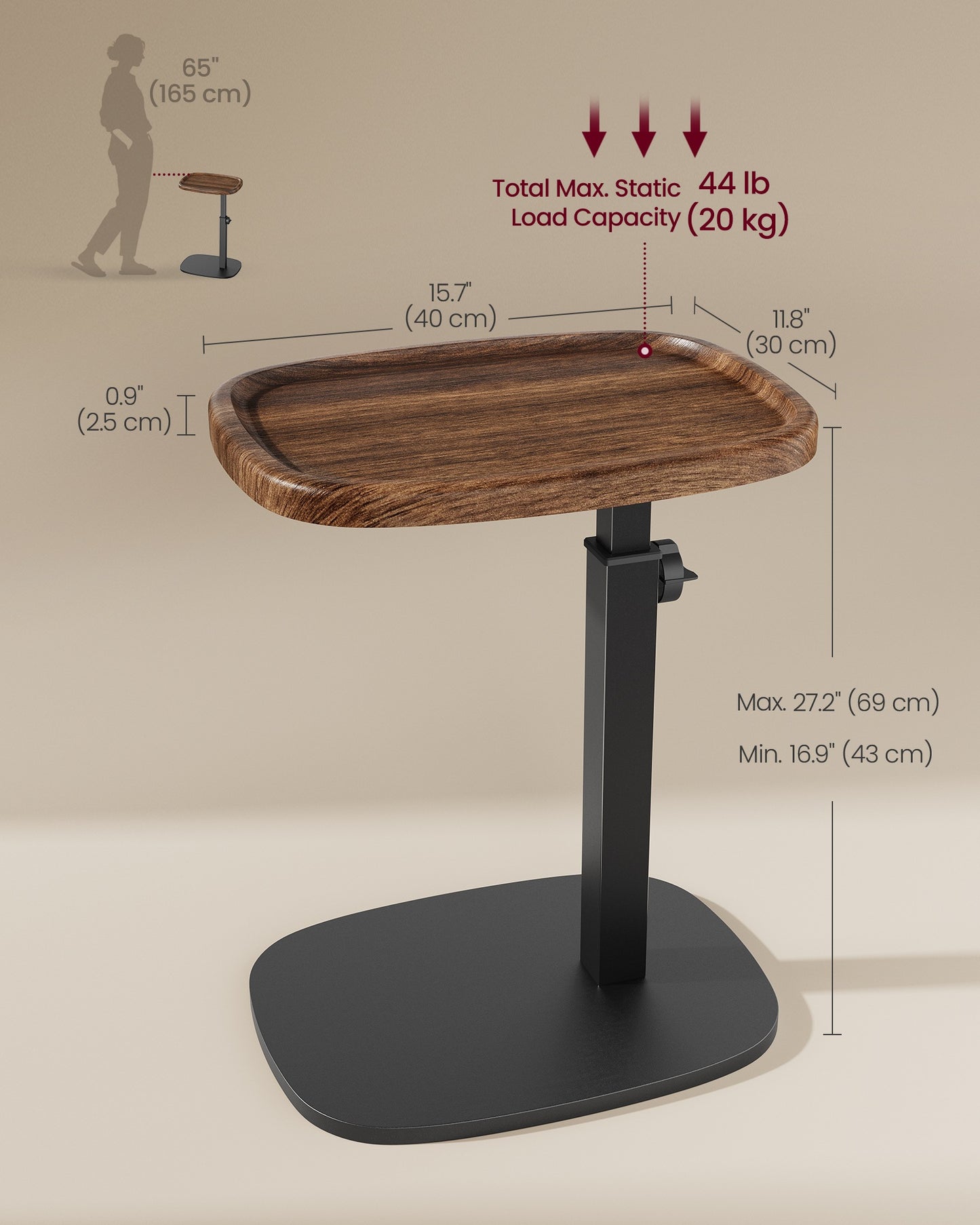 Couch Table, C-Shaped Sofa Side End Table, Bedside Table - image 5