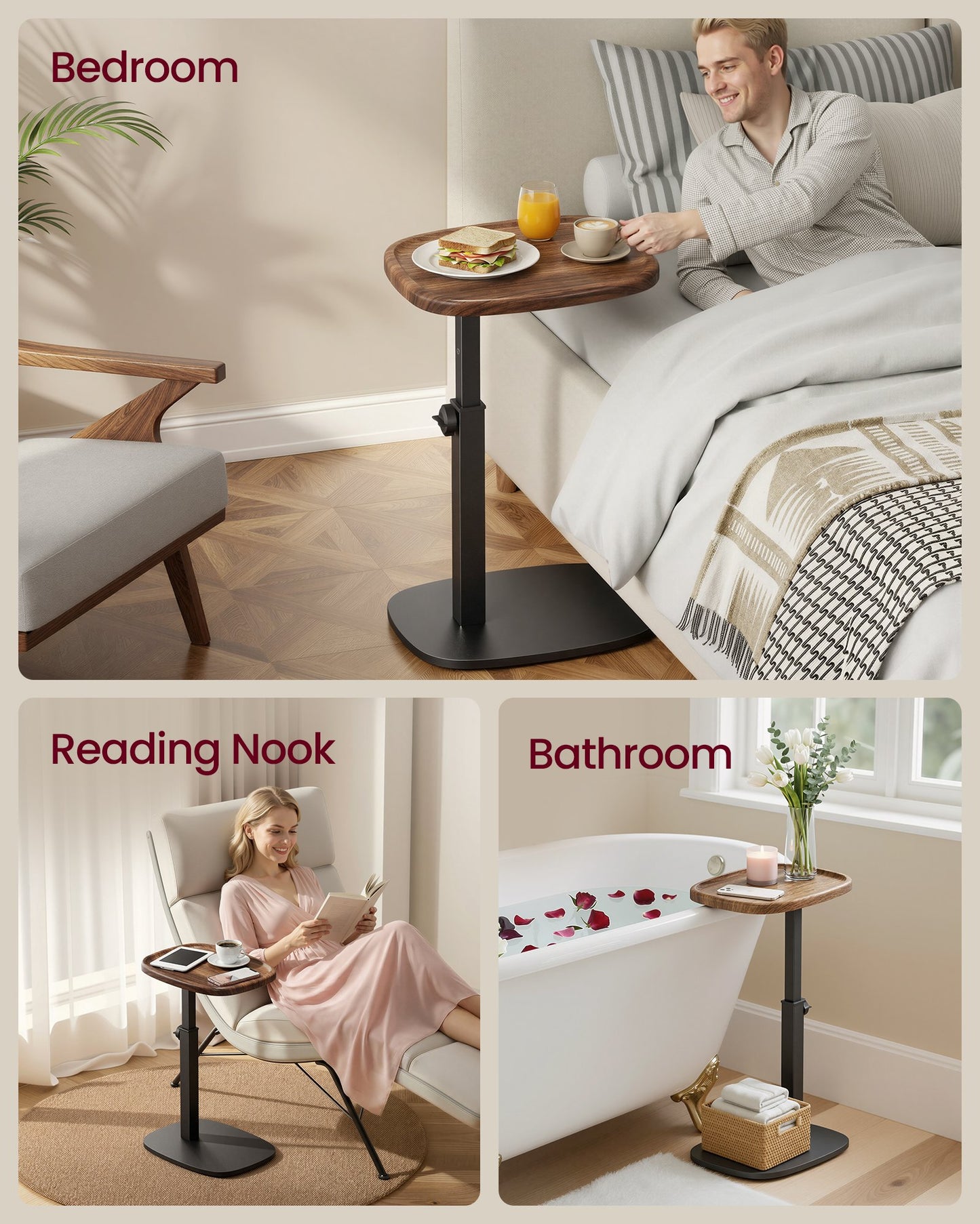Couch Table, C-Shaped Sofa Side End Table, Bedside Table - image 7