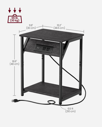 Set of 2 End Table with Charging Station