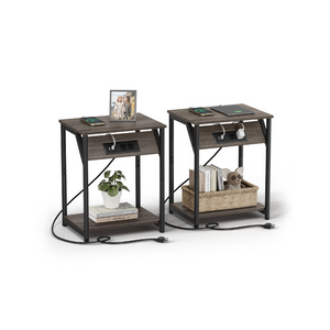 End Table with Charging Station, Set of 2
