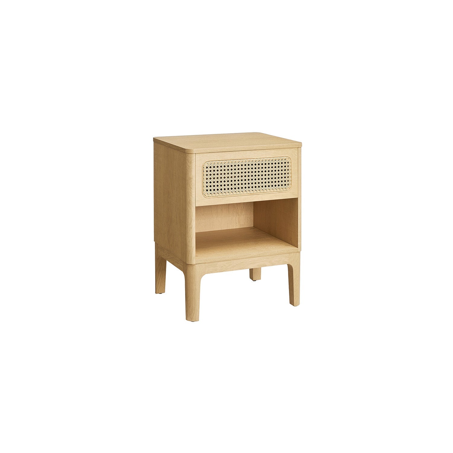 Natural-Coloured Rattan-Look Bedside Table with Drawer - image 1