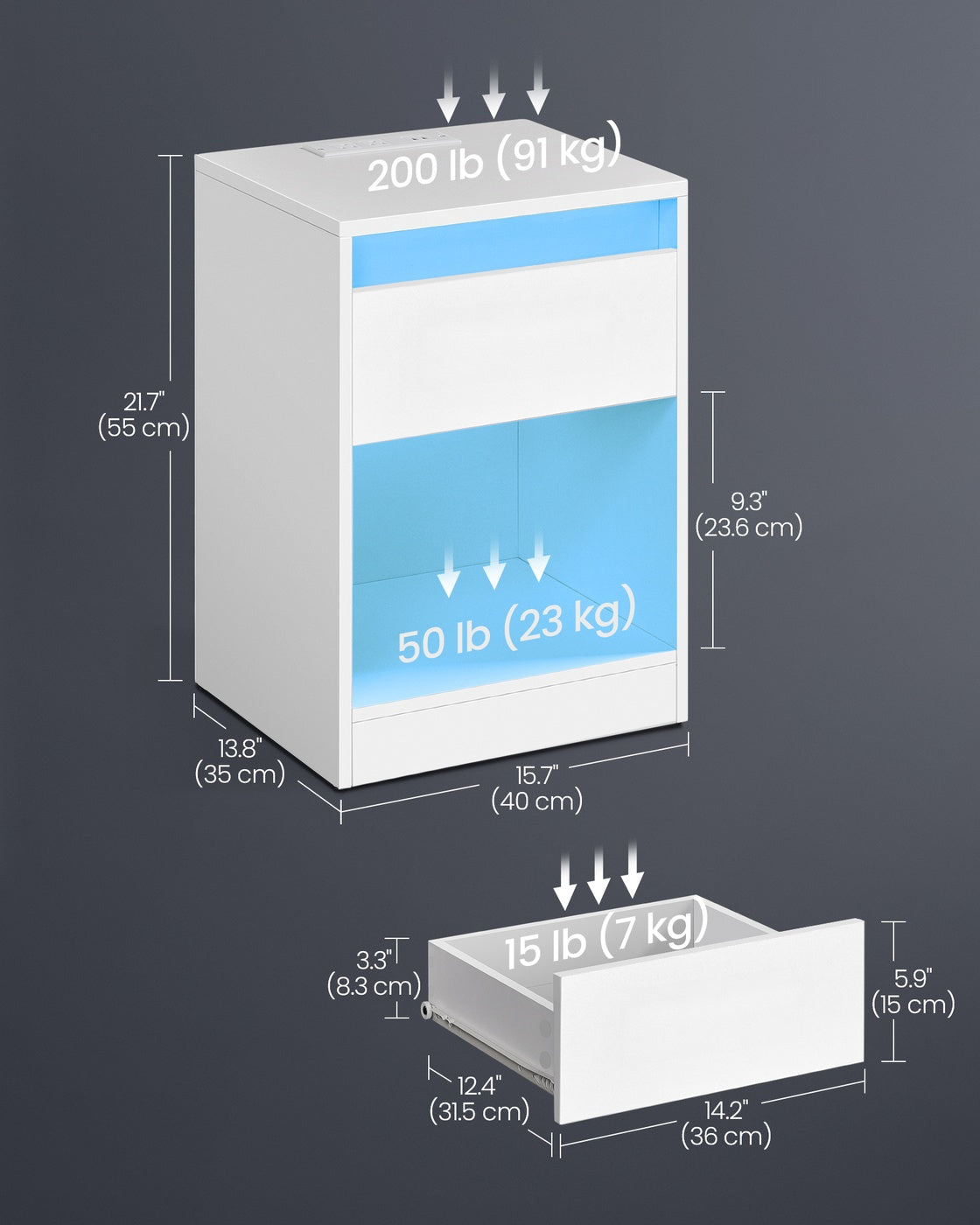 Nightstand with Charging Station & LED - image 7