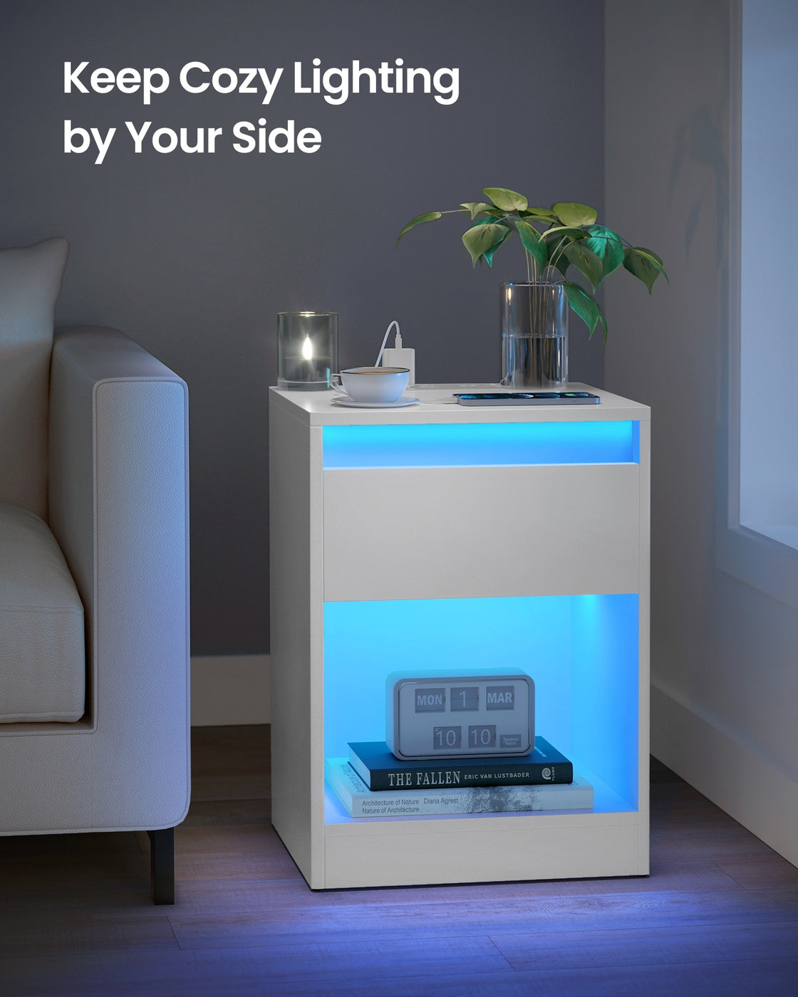 Nightstand with Charging Station & LED - image 6