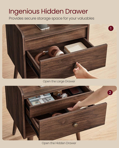 Bedside Tables with Hidden Drawers, Set of 2