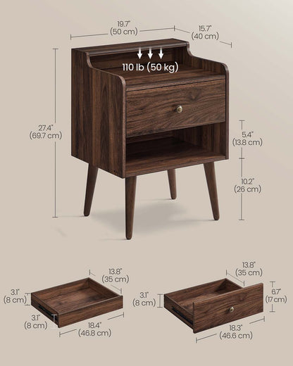 Bedside Tables with Hidden Drawers, Set of 2