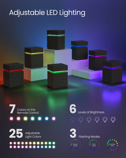 Nightstand with LED Lights, Adjustable Light Colors - HWLEXTRA 