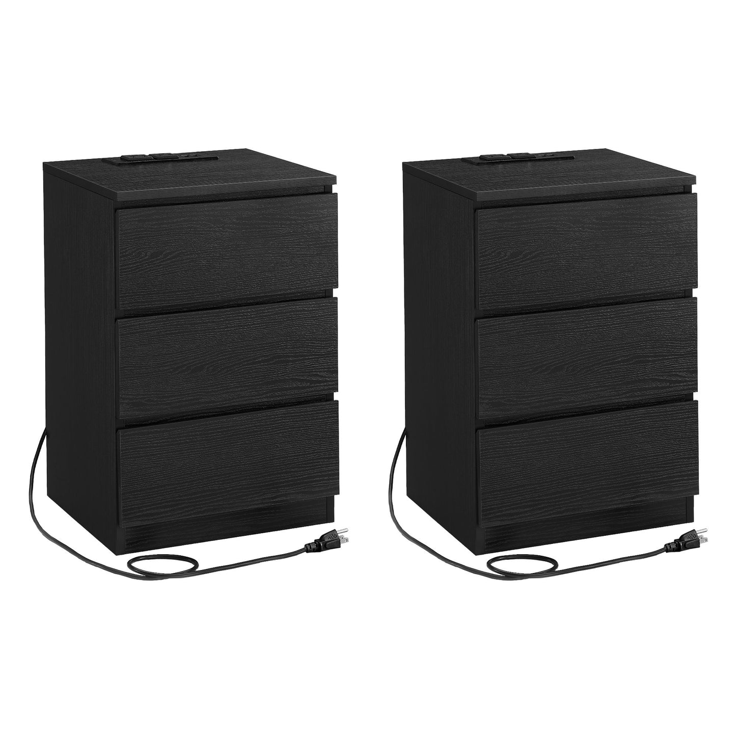 Nightstands with Charging Station, Set of 2,Cloud White