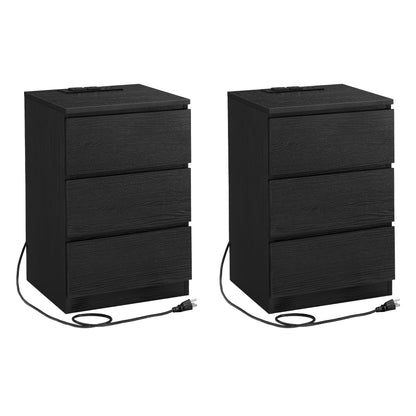 Nightstands with Charging Station, Set of 2,Cloud White