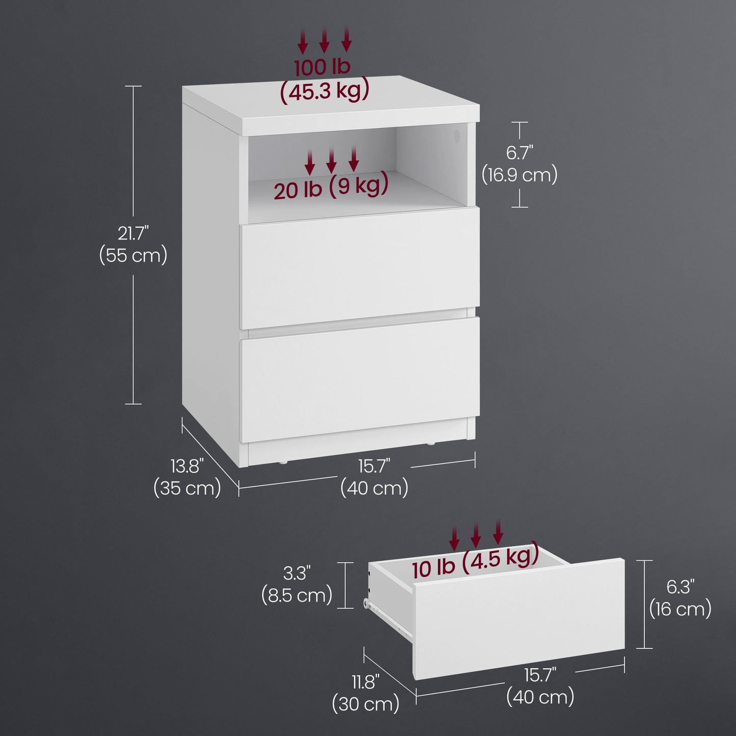Nightstand with Adjustable LED Light