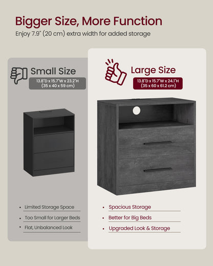 CUSTOS Collection - Set of 2 Nightstands with Charging Station
