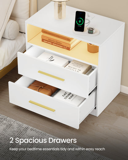 CUSTOS Collection - Nightstand with Charging Station, LED Lights