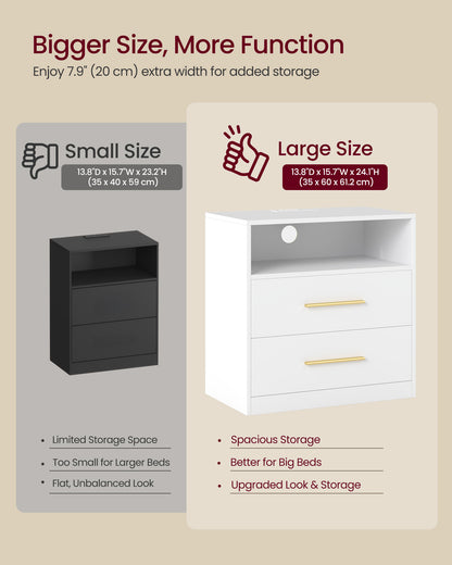 CUSTOS Collection - Nightstand with Charging Station, LED Lights