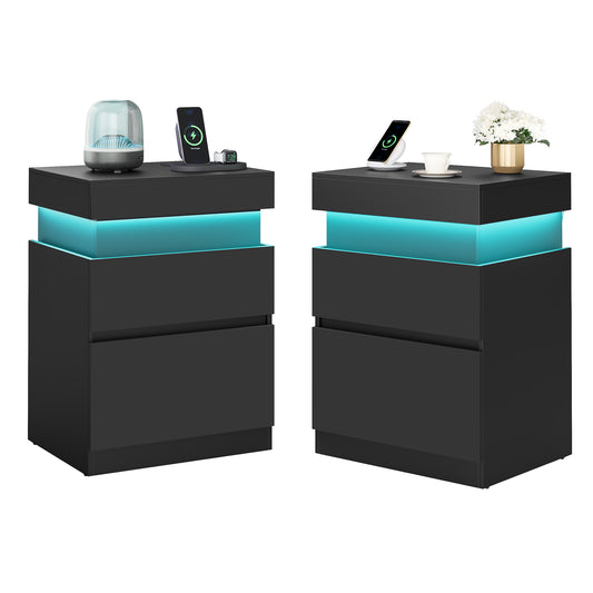 KAILYN Collection - Nightstand with Power Outlets, Sliding Lid - HWLEXTRA 