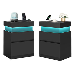 KAILYN Collection - Nightstand with Power Outlets, Sliding Lid - HWLEXTRA 