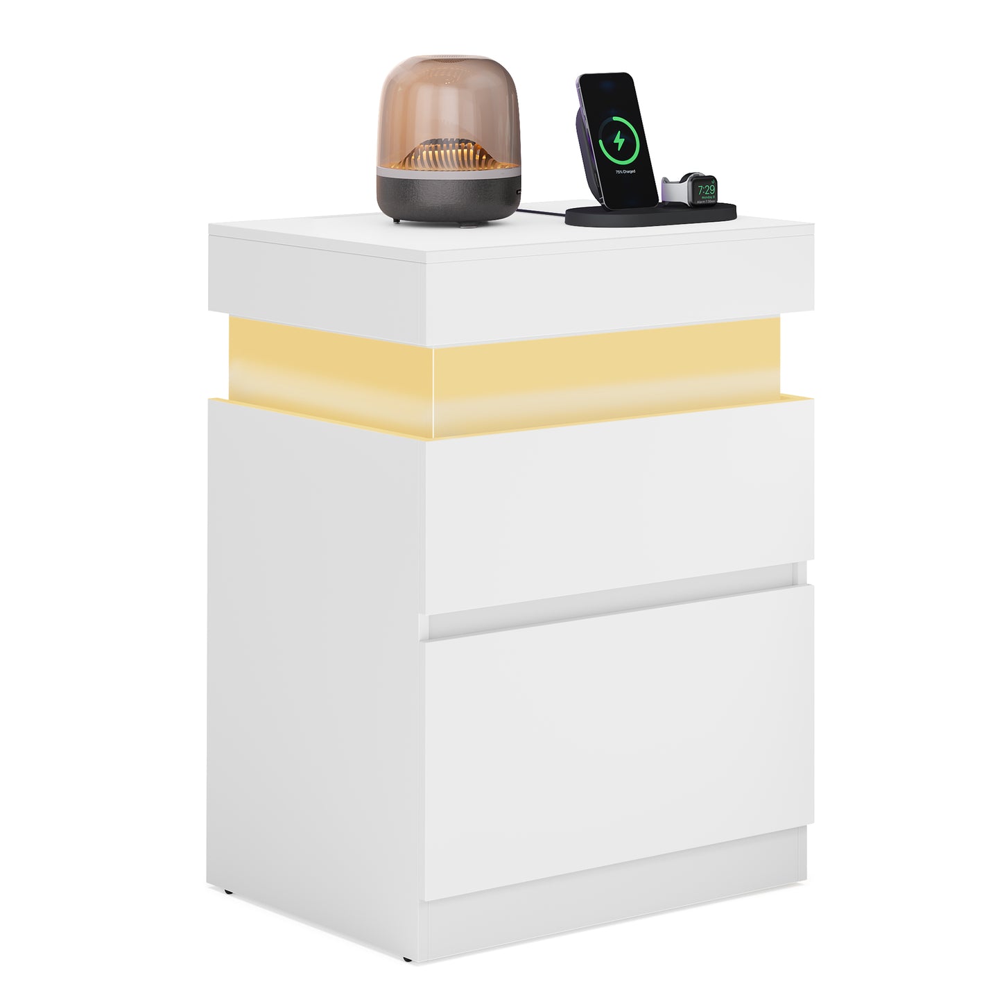 KAILYN Collection - Nightstand with Power Outlets, Sliding Lid - HWLEXTRA 