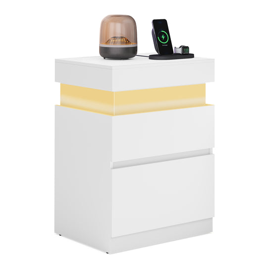KAILYN Collection - Nightstand with Power Outlets, Sliding Lid - HWLEXTRA 