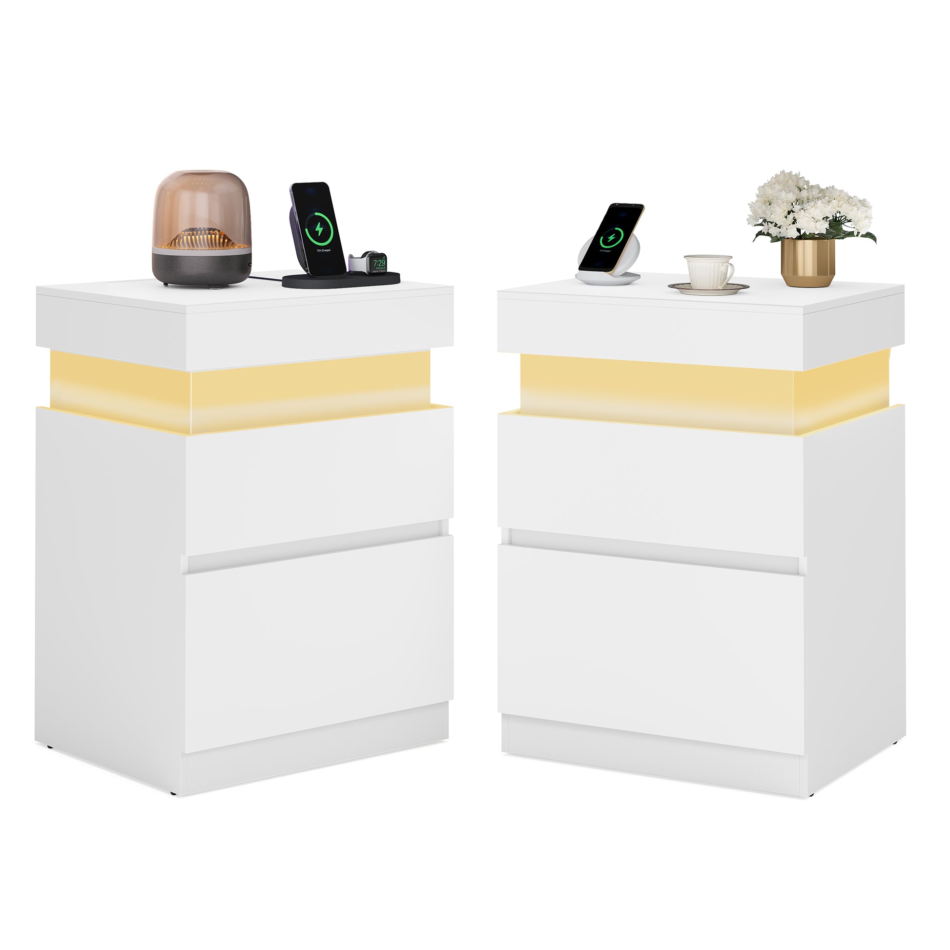 KAILYN Collection - Nightstand with Power Outlets, Sliding Lid - HWLEXTRA 
