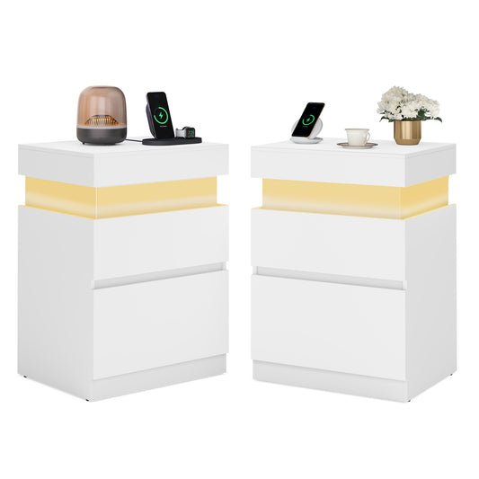 KAILYN Collection - Nightstand with Power Outlets, Sliding Lid - HWLEXTRA 