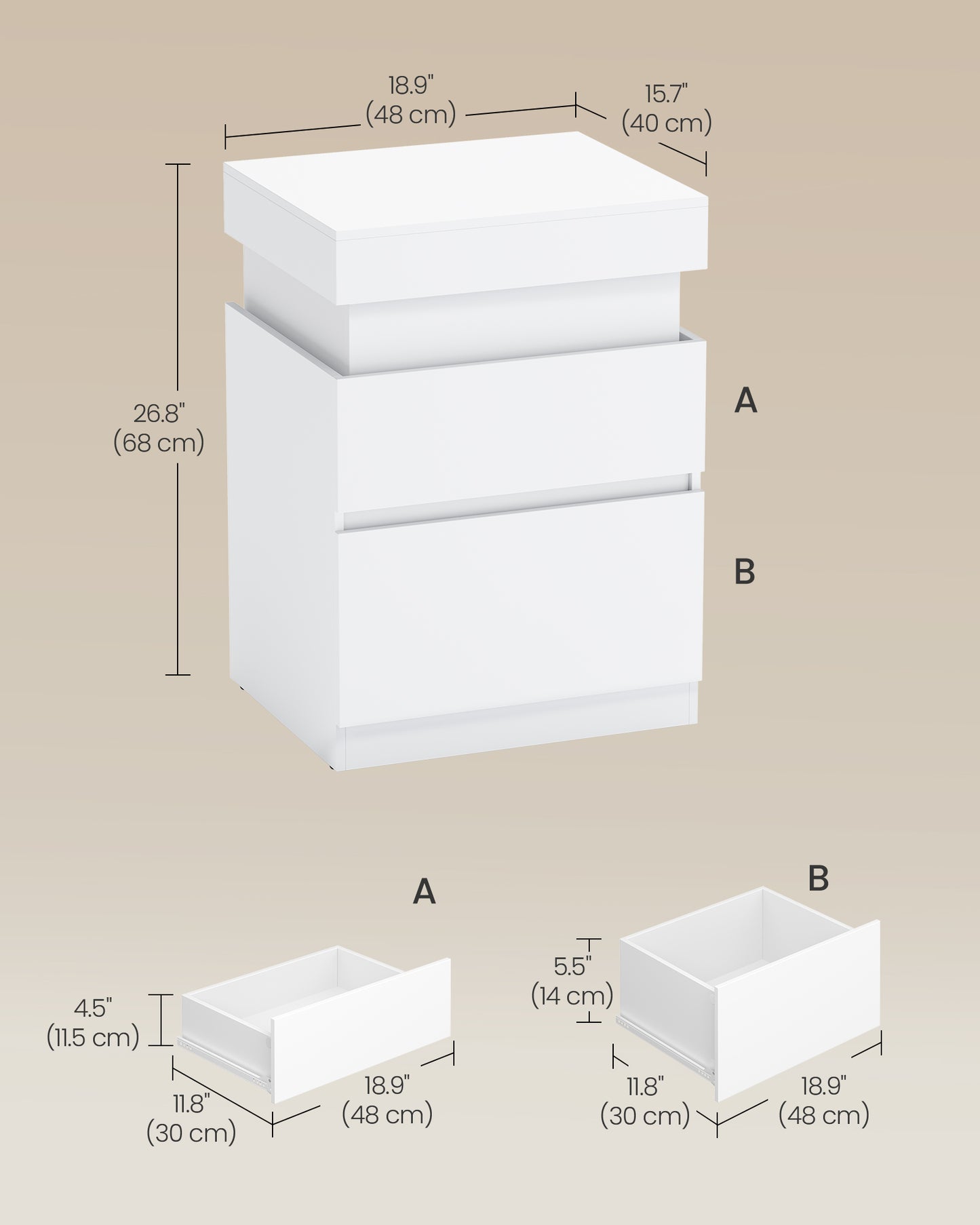 KAILYN Collection - Nightstand with Power Outlets, Sliding Lid - HWLEXTRA 