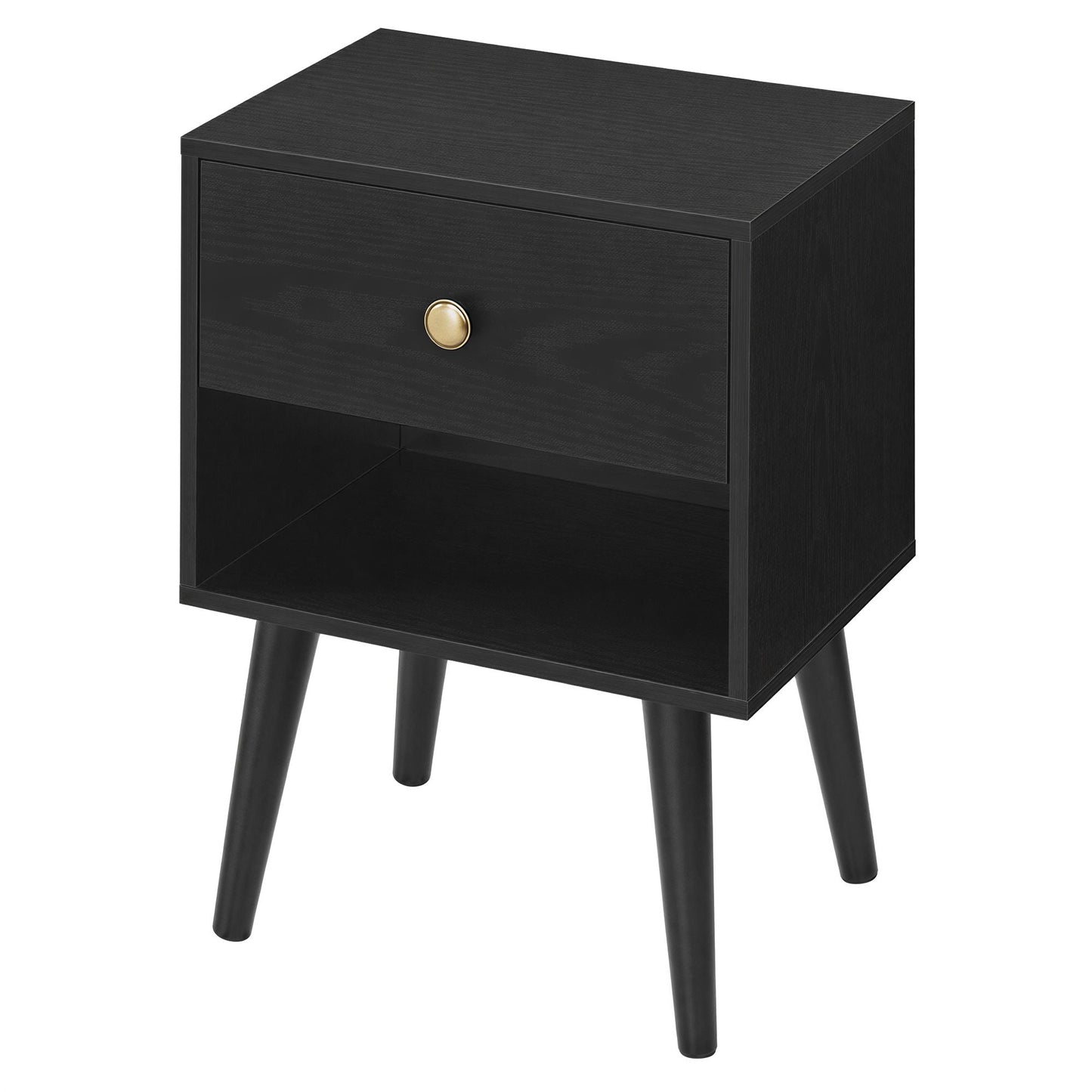 Bedside Table, Side Table with Storage Drawer and Open Shelf, Solid Wood Legs - image 7