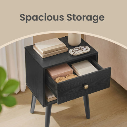 Bedside Table, Side Table with Storage Drawer and Open Shelf, Solid Wood Legs - image 12