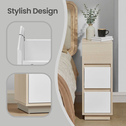 Set of 2 Narrow Side Tables, Slim End Table with 2 Drawers, 1 Open
Compartment, for Living Room, Bedroom - image 28