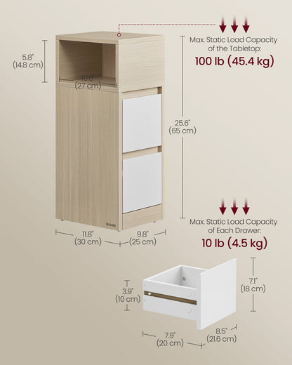 KAILYN Collection Slim Bedside Tables Set of 2 Cloud White - image 23