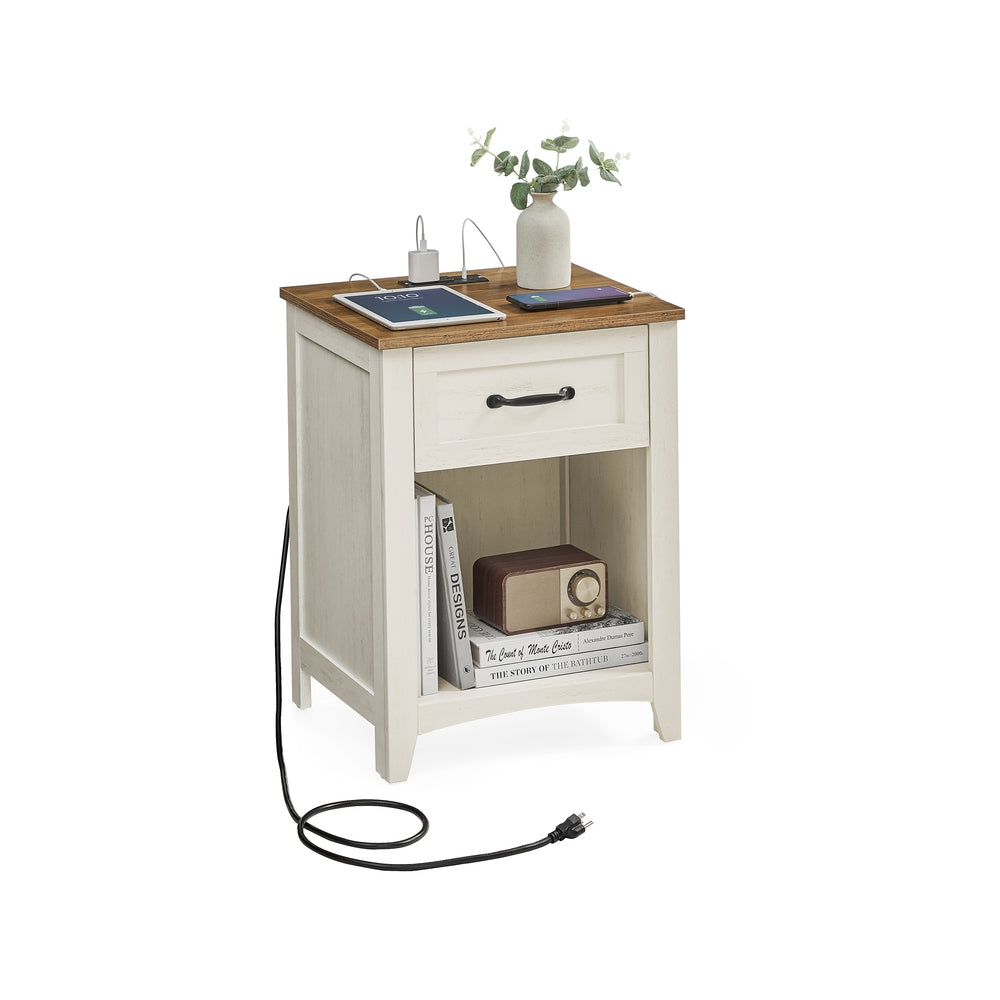 Farmhouse Nightstands with Charging Station, Set of 2 - image 18