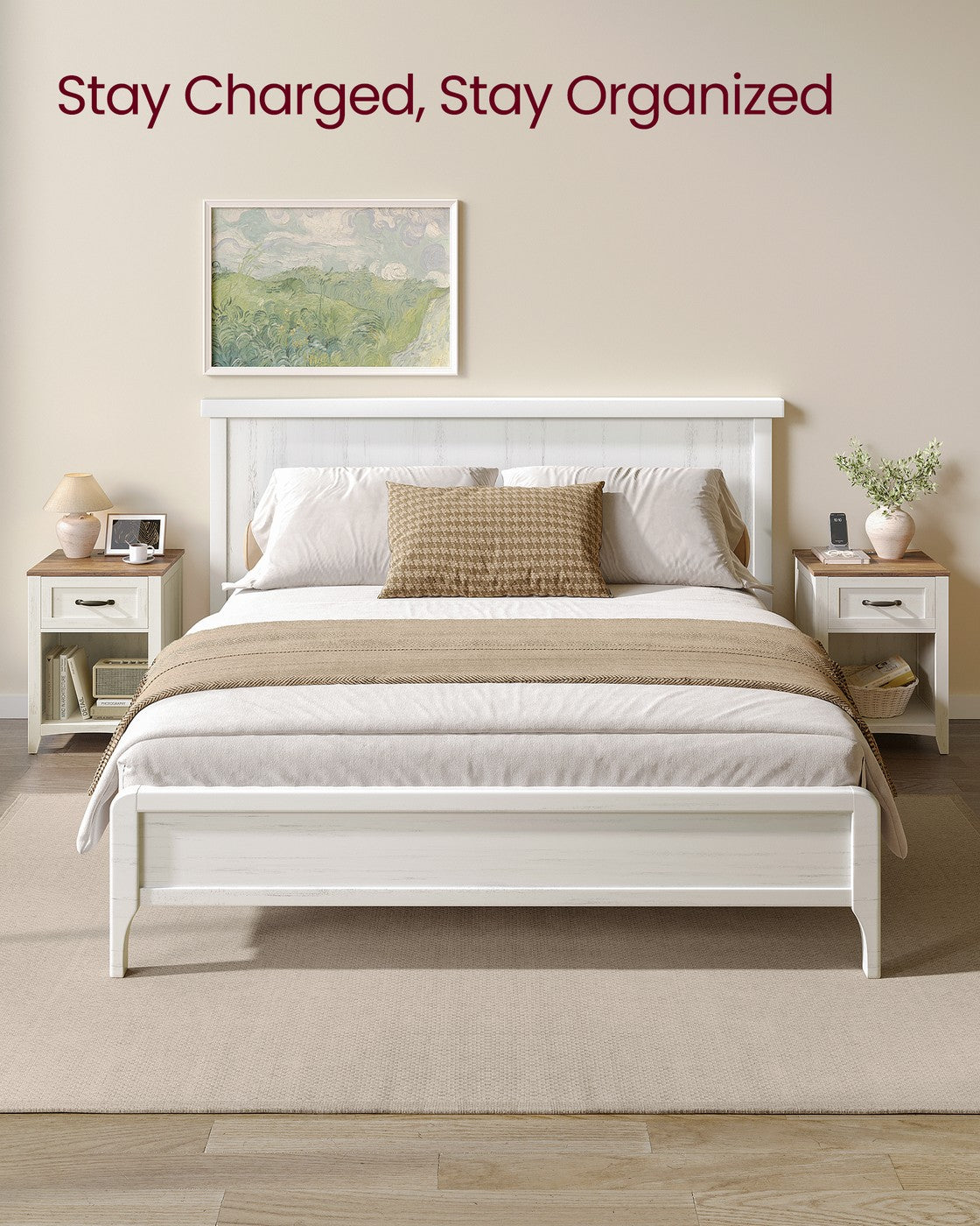 Farmhouse Nightstands with Charging Station, Set of 2 - image 20