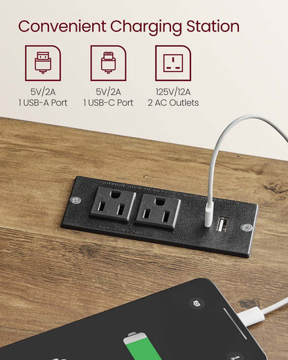 Farmhouse Nightstand with Charging Station - HWLEXTRA 