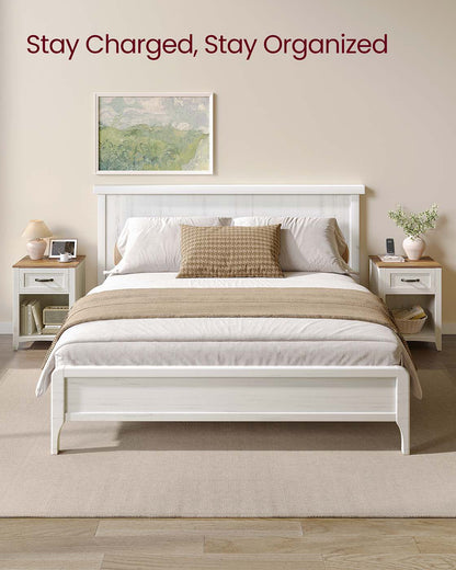Farmhouse Nightstand with Charging Station - HWLEXTRA 